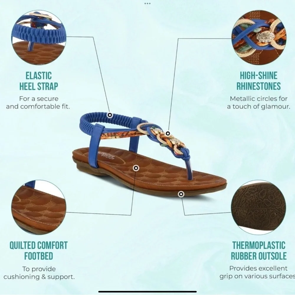 Patrizia Gadelina Blue with multicolored straps and faux diamond bead accents - Picture 14 of 16